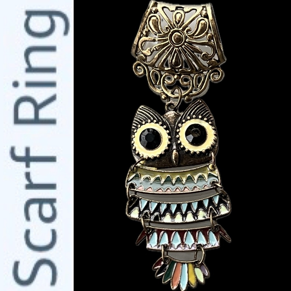 🦉Vintage Owl Pendant Scarf Ring Holder Brooch Slider Bail Buckle | Multi-Color